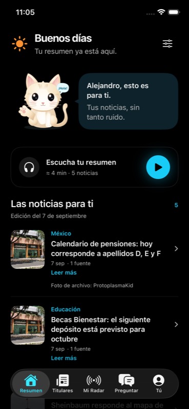 Resumen personalizado de noticias en Al Día AI
